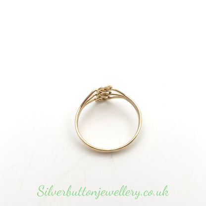 9ct Yellow Gold Small Lightweight Vintage Wirework Triple Overhand Knot Ring