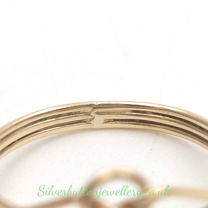 9ct Yellow Gold Small Lightweight Vintage Wirework Triple Overhand Knot Ring