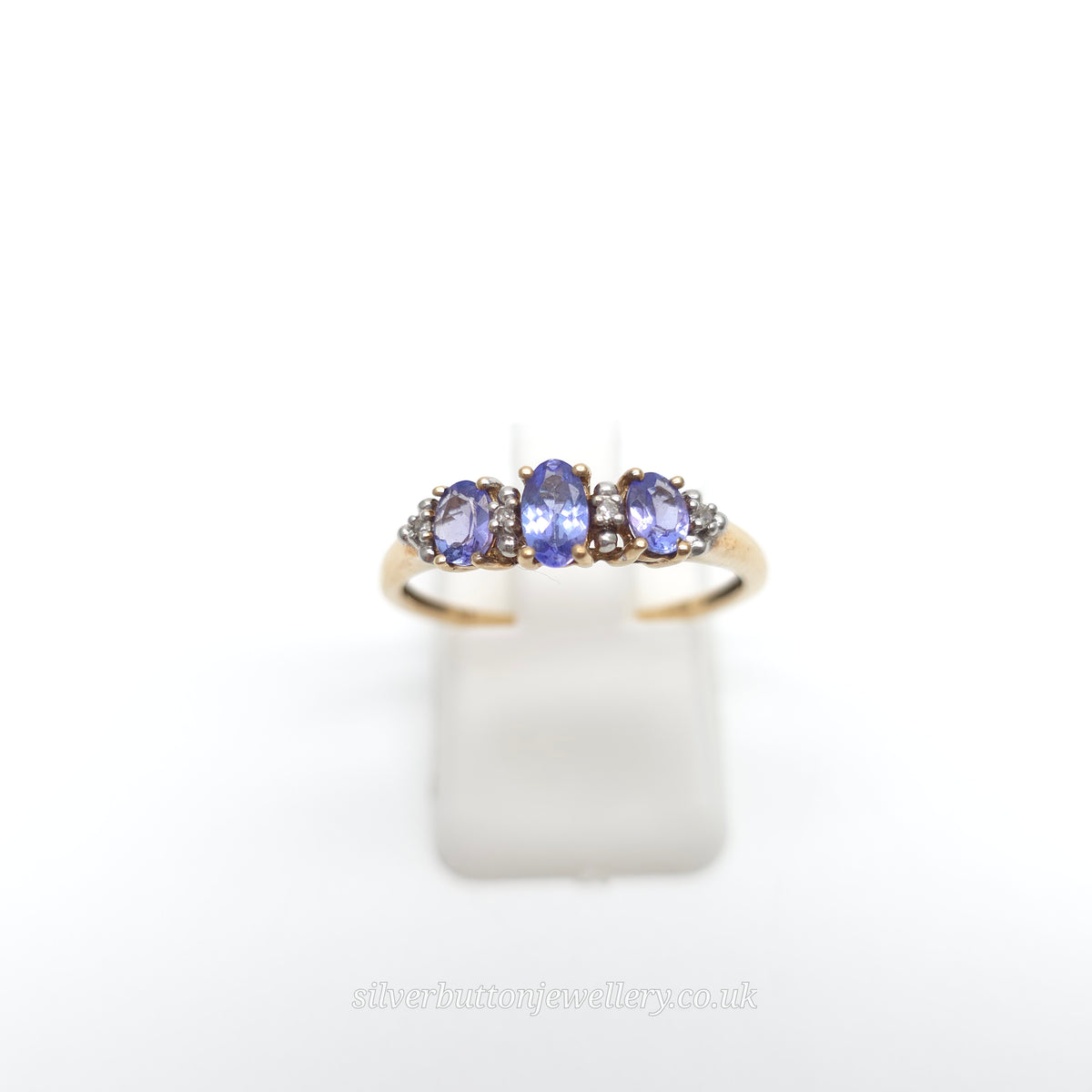 9ct Yellow Gold Multi-Stone Tanzanite And Diamond Row Ring