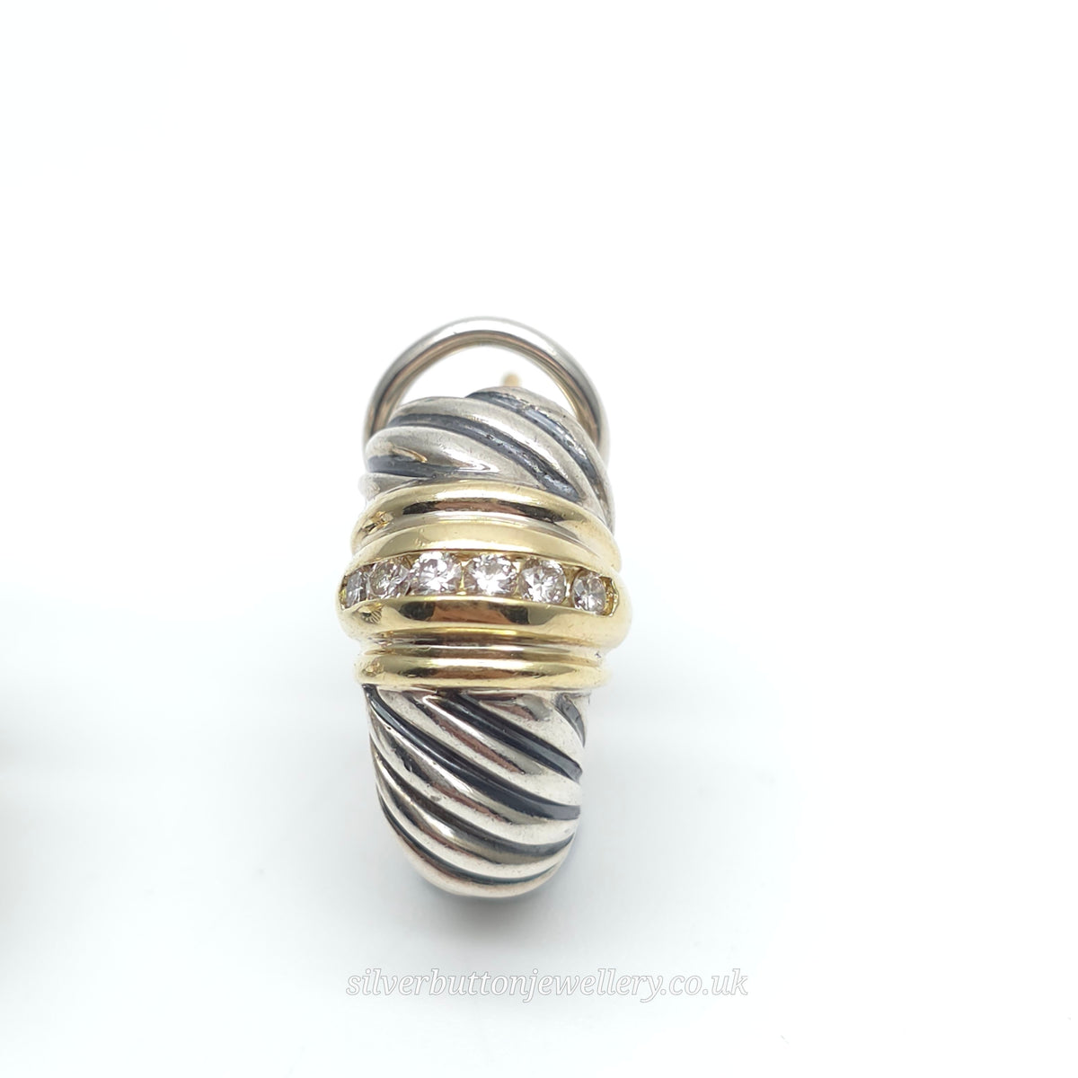 David Yurman Sterling Silver And 18ct Yellow Gold Channel Set Diamond Earrings
