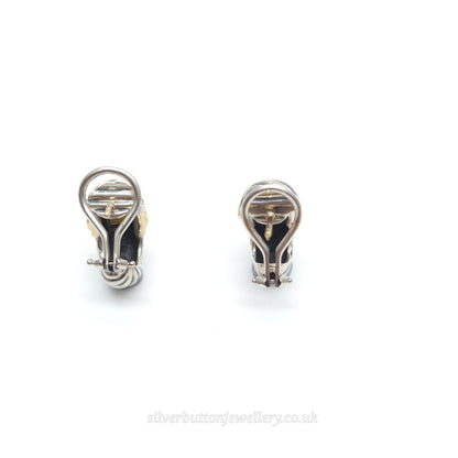 David Yurman Sterling Silver And 18ct Yellow Gold Channel Set Diamond Earrings