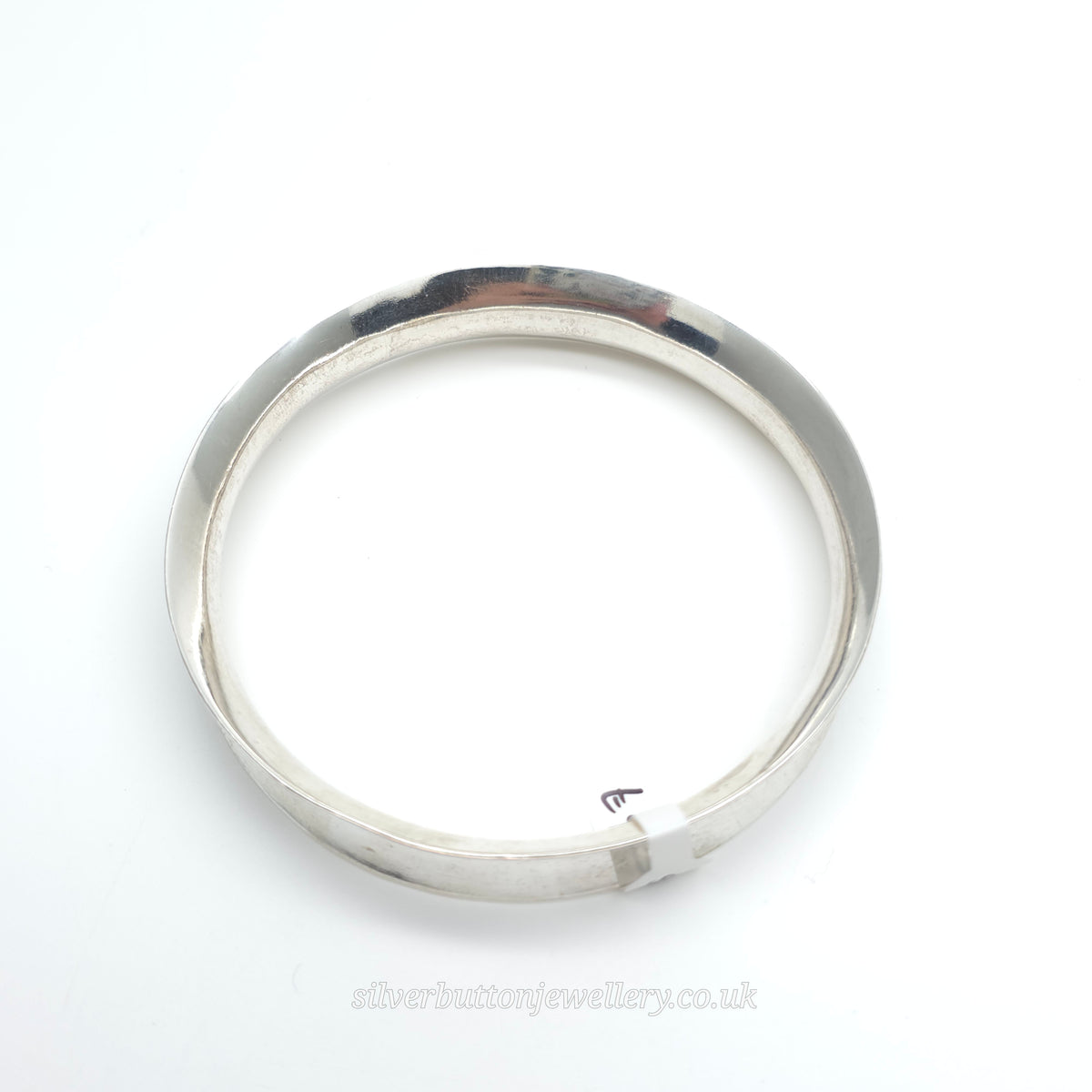 Sterling Silver Vintage Plain Polished Concave Ribbon Style Bangle