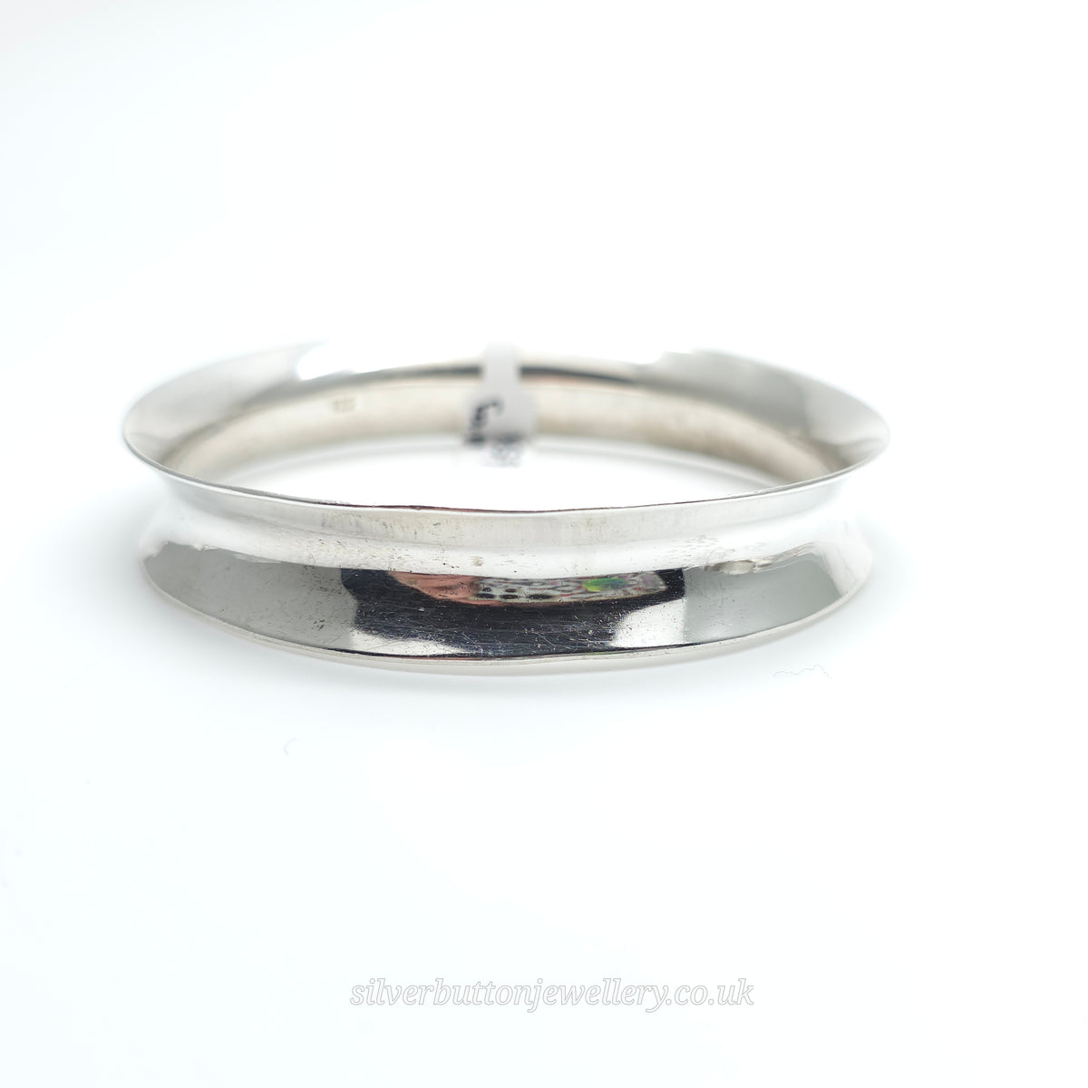 Sterling Silver Vintage Plain Polished Concave Ribbon Style Bangle