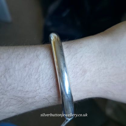 Sterling Silver Vintage Chunky Large Hollow Tube / Pipe Bangle
