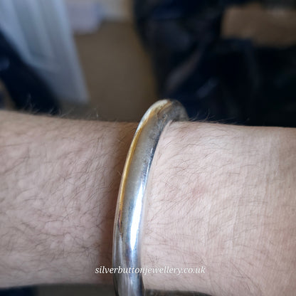 Sterling Silver Vintage Chunky Large Hollow Tube / Pipe Bangle