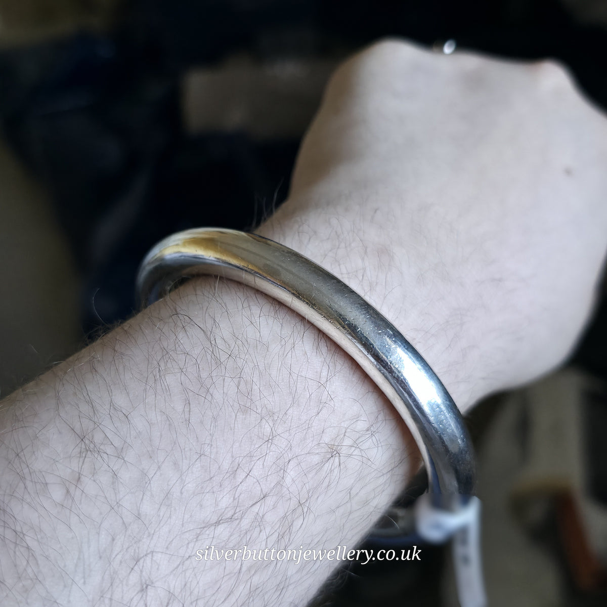 Sterling Silver Vintage Chunky Large Hollow Tube / Pipe Bangle