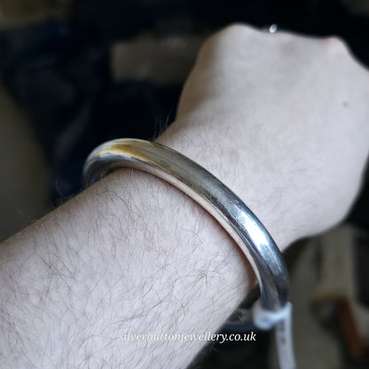 Sterling Silver Vintage Chunky Large Hollow Tube / Pipe Bangle