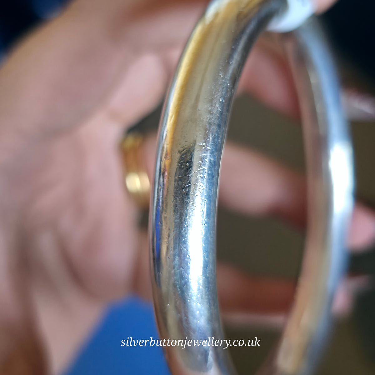 Sterling Silver Vintage Chunky Large Hollow Tube / Pipe Bangle