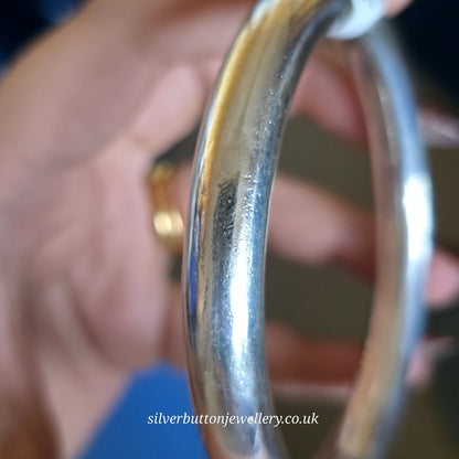 Sterling Silver Vintage Chunky Large Hollow Tube / Pipe Bangle