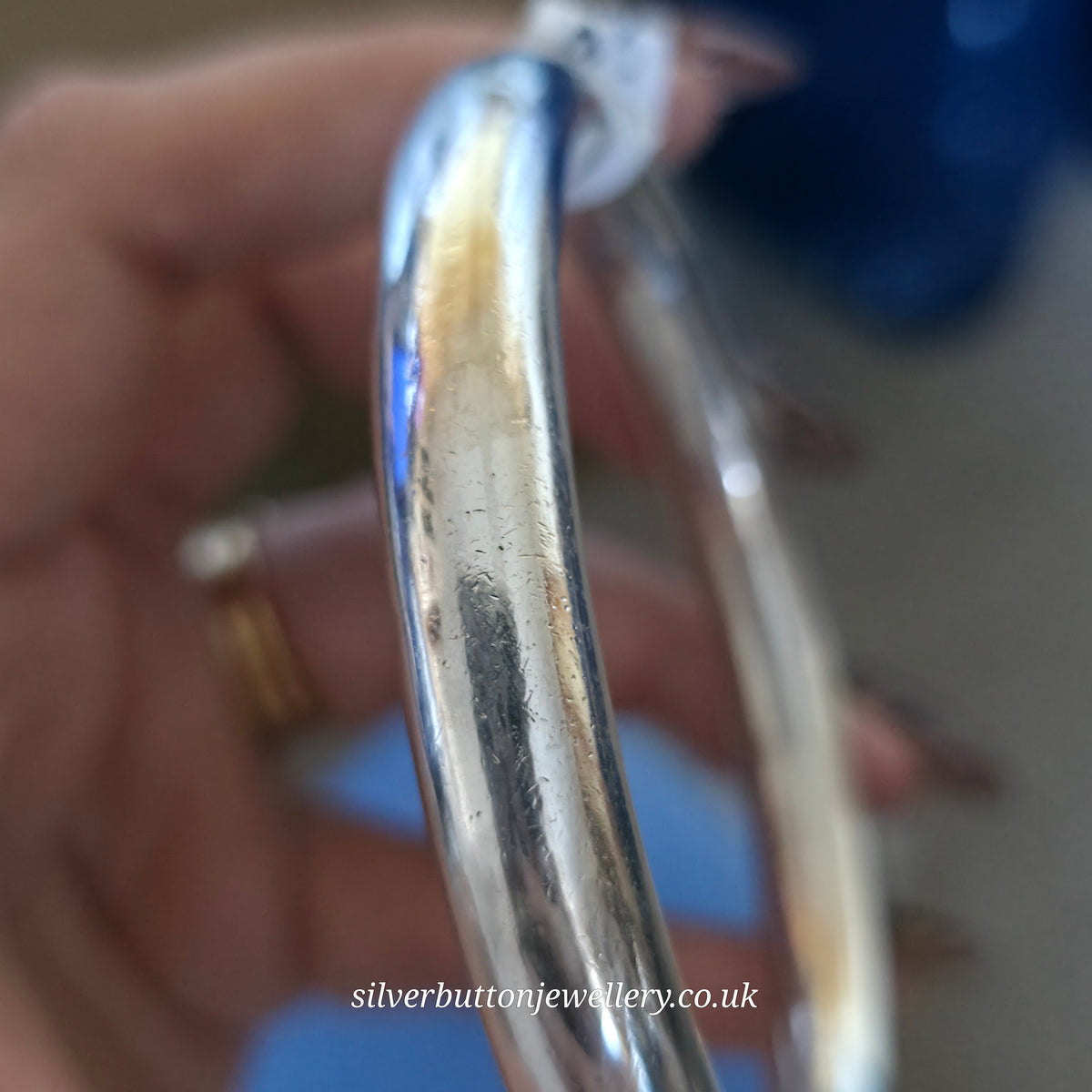 Sterling Silver Vintage Chunky Large Hollow Tube / Pipe Bangle