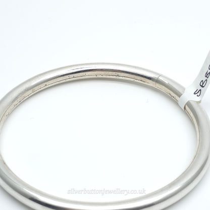 Sterling Silver Vintage Polished Medium Weight Hollow Tubular Pipe Bangle