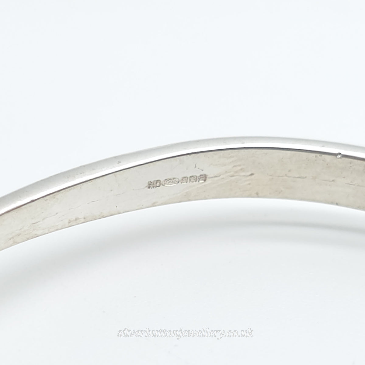 Sterling Silver Vintage Round Cut Blue Topaz Openwork Bangle