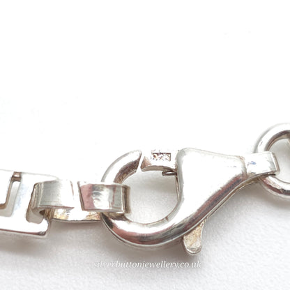 Sterling Silver Vintage Rectangular Greek Key Style Link Necklace 16 Inch