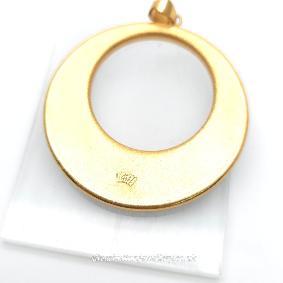 Gold Plated Large Amita Damascene Round Black Pendant With Cut Out