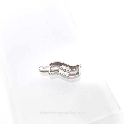 9ct White Gold Small Double Wave Round Cut Diamond Trilogy Pendant