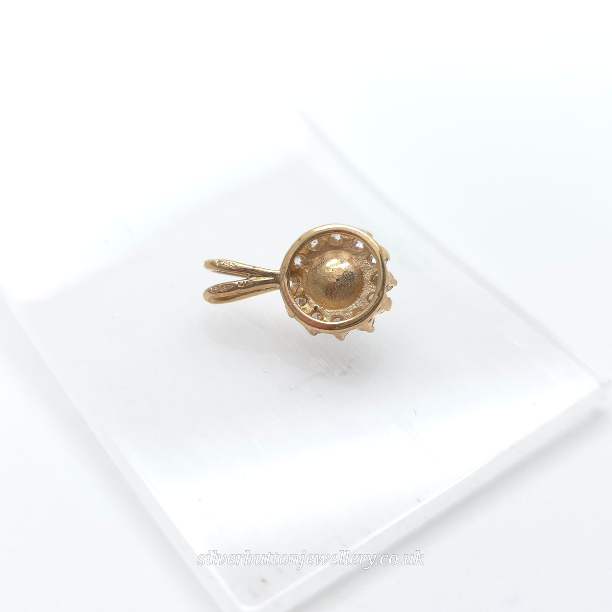 9ct Yellow Gold Small White Pearl And White Stone Halo Cluster Pendant Piece