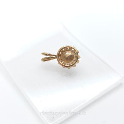 9ct Yellow Gold Small White Pearl And White Stone Halo Cluster Pendant Piece