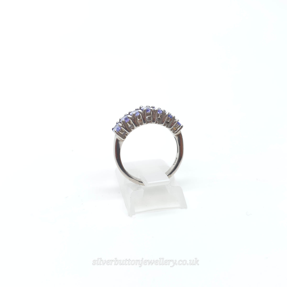 Sterling Silver Oval Cut Multi-Stone Tanzanite Half Eternity Style Row Ring