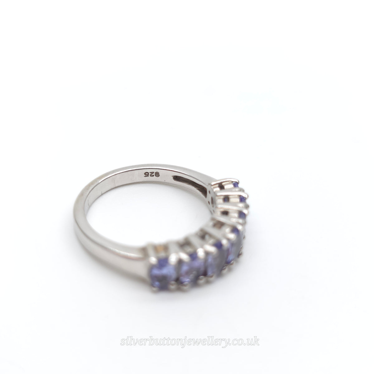 Sterling Silver Oval Cut Multi-Stone Tanzanite Half Eternity Style Row Ring