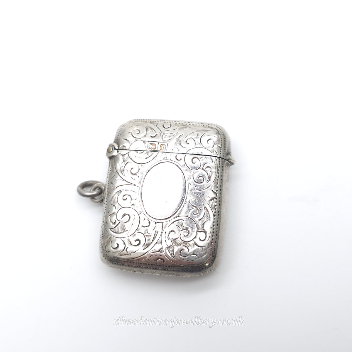 Sterling Silver Antique Engraved Scrollwork Patterned Vesta Case 1905