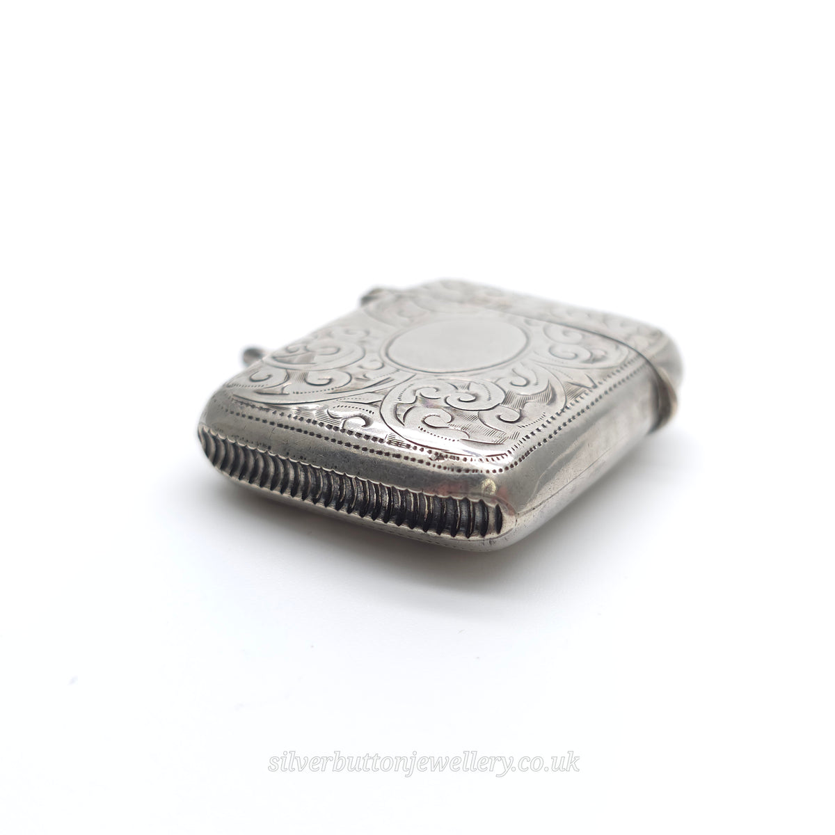 Sterling Silver Antique Engraved Scrollwork Patterned Vesta Case 1905
