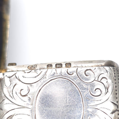 Sterling Silver Antique Engraved Scrollwork Patterned Vesta Case 1905