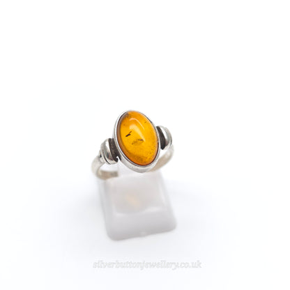 Sterling Silver Vintage Oval Cabochon Solitaire Ring