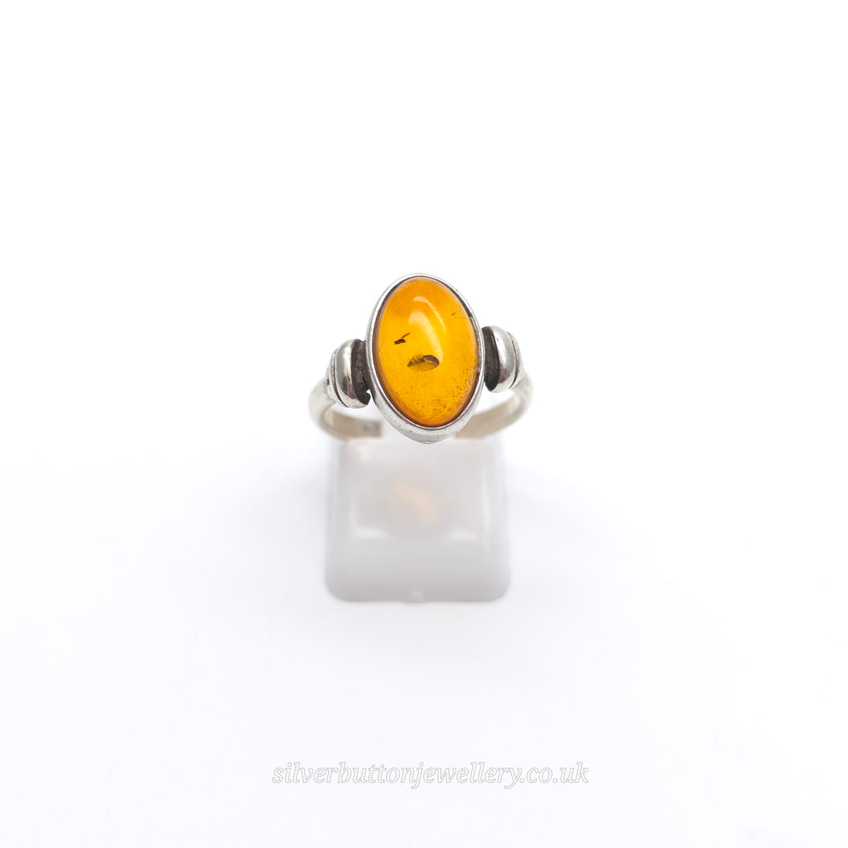 Sterling Silver Vintage Oval Cabochon Solitaire Ring