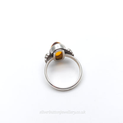 Sterling Silver Vintage Oval Cabochon Solitaire Ring