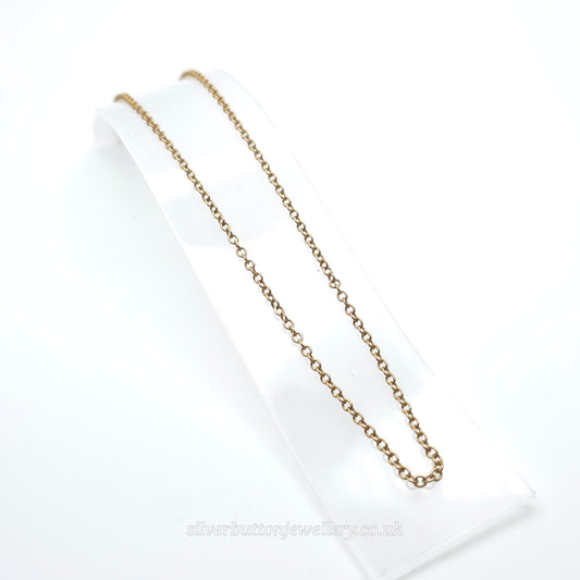 9ct Yellow Gold Vintage Small Round Belcher Link Chain Necklace 22 Inch