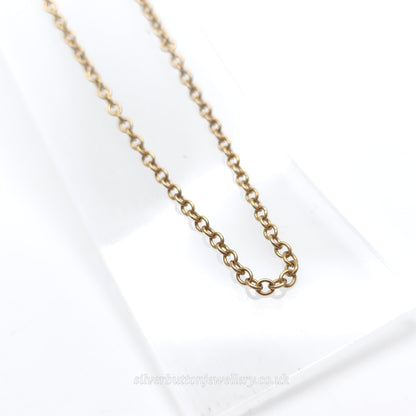9ct Yellow Gold Vintage Small Round Belcher Link Chain Necklace 22 Inch