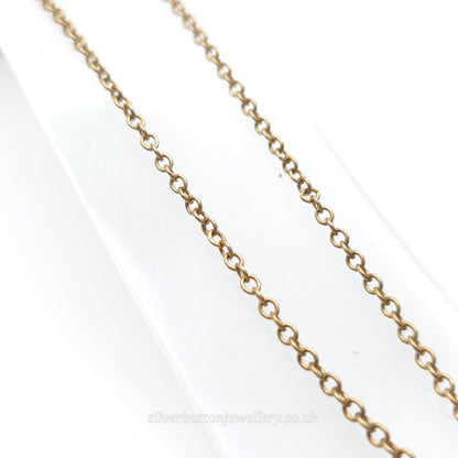 9ct Yellow Gold Vintage Small Round Belcher Link Chain Necklace 22 Inch