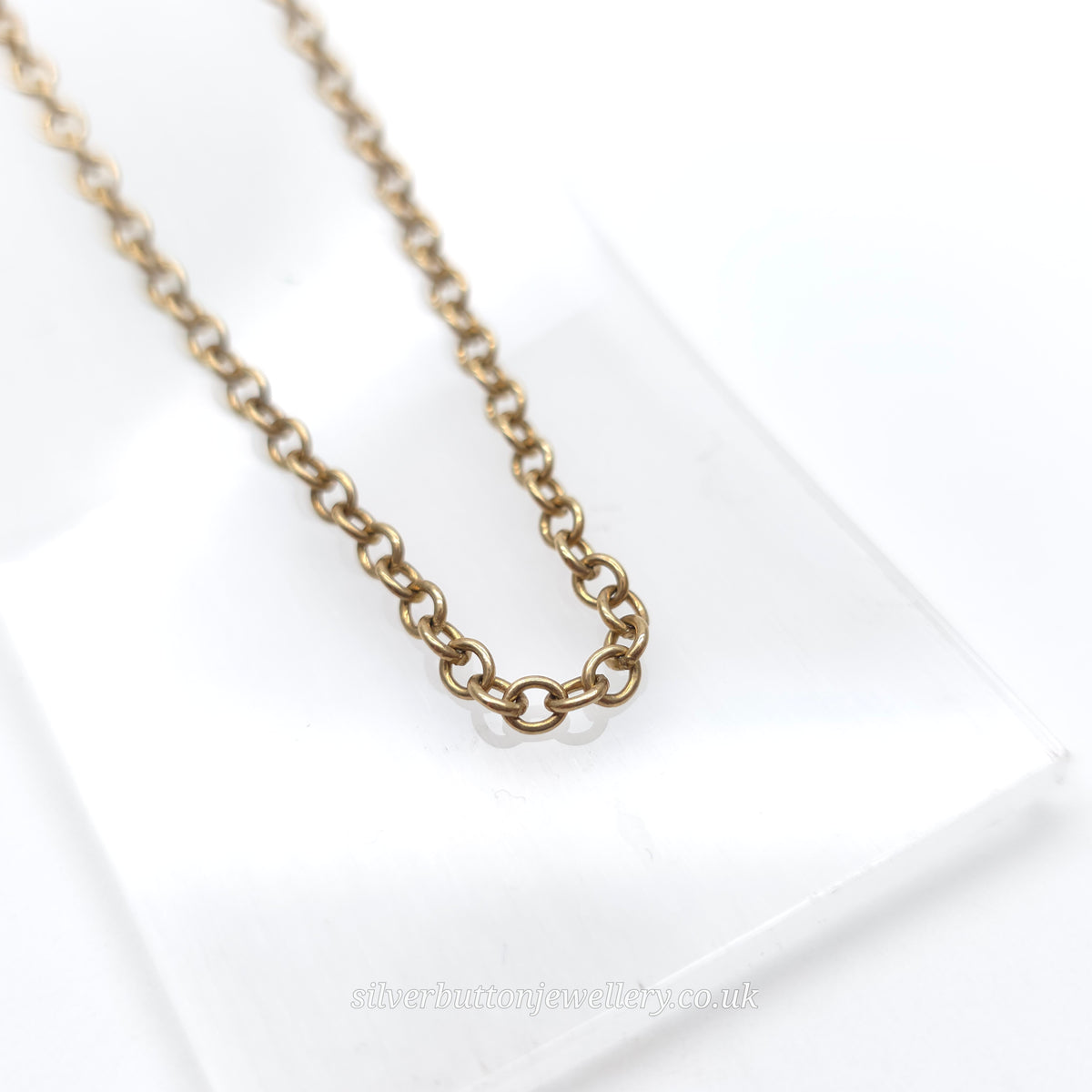 9ct Yellow Gold Vintage Small Round Belcher Link Chain Necklace 22 Inch