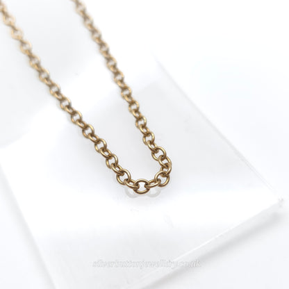 9ct Yellow Gold Vintage Small Round Belcher Link Chain Necklace 22 Inch