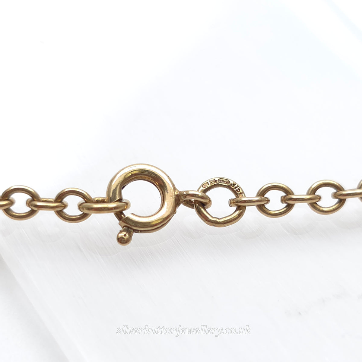 9ct Yellow Gold Vintage Small Round Belcher Link Chain Necklace 22 Inch