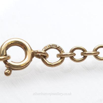 9ct Yellow Gold Vintage Small Round Belcher Link Chain Necklace 22 Inch