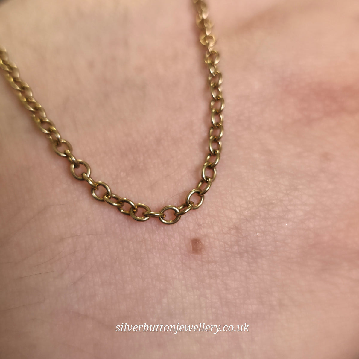 9ct Yellow Gold Vintage Small Round Belcher Link Chain Necklace 22 Inch