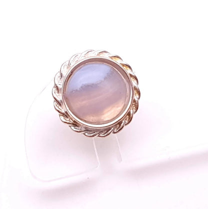sterling Silver Braided edge hand set Blue Lace Agate Stud Earrings