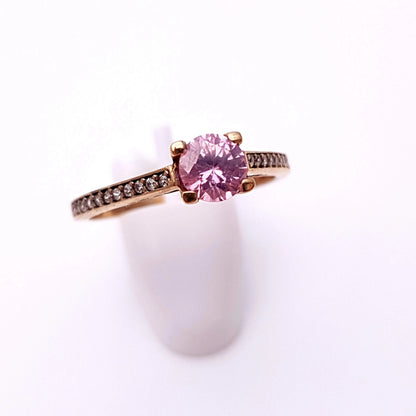 9ct Yellow Gold Pink and White CZ Cubic Zirconia Ring