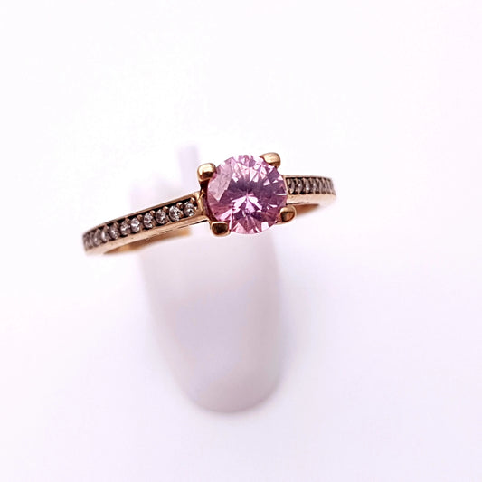 9ct Yellow Gold Pink and White CZ Cubic Zirconia Ring