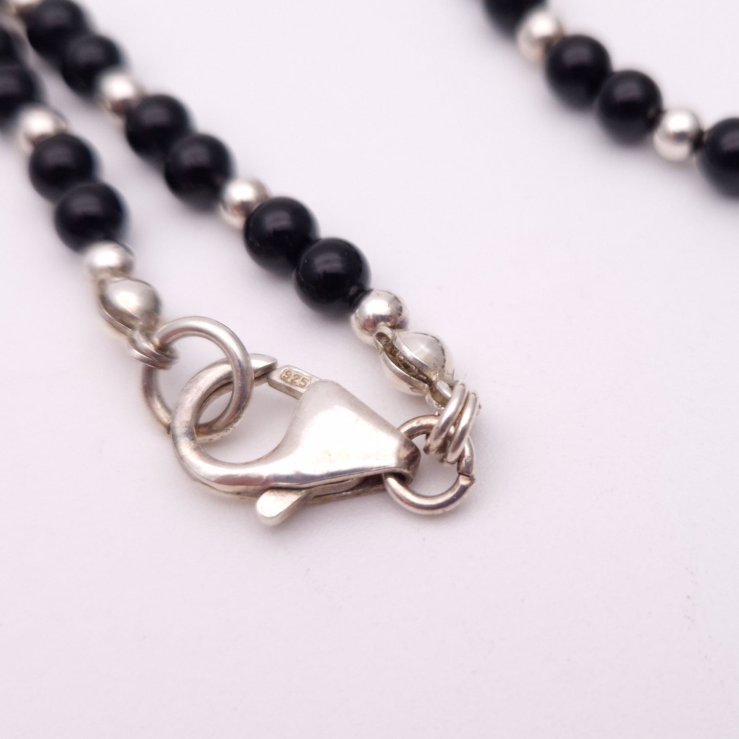 Sterling Silver and Onyx Beaded Necklace with pendant