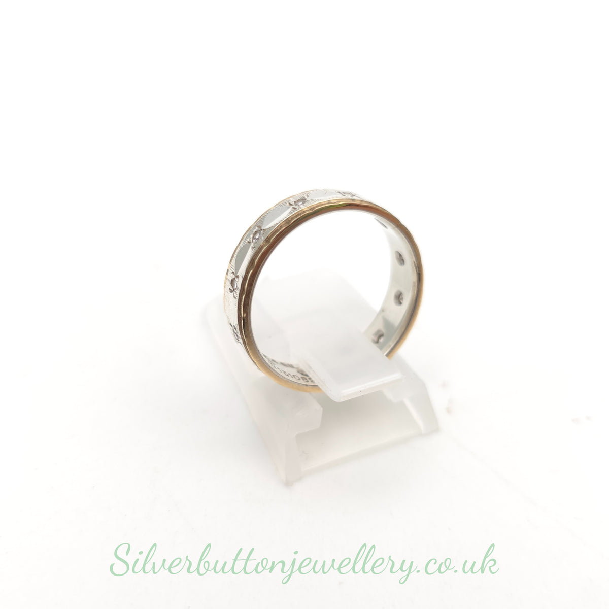 9ct Yellow Gold And Sterling Silver Diamond Set Eternity Band Ring