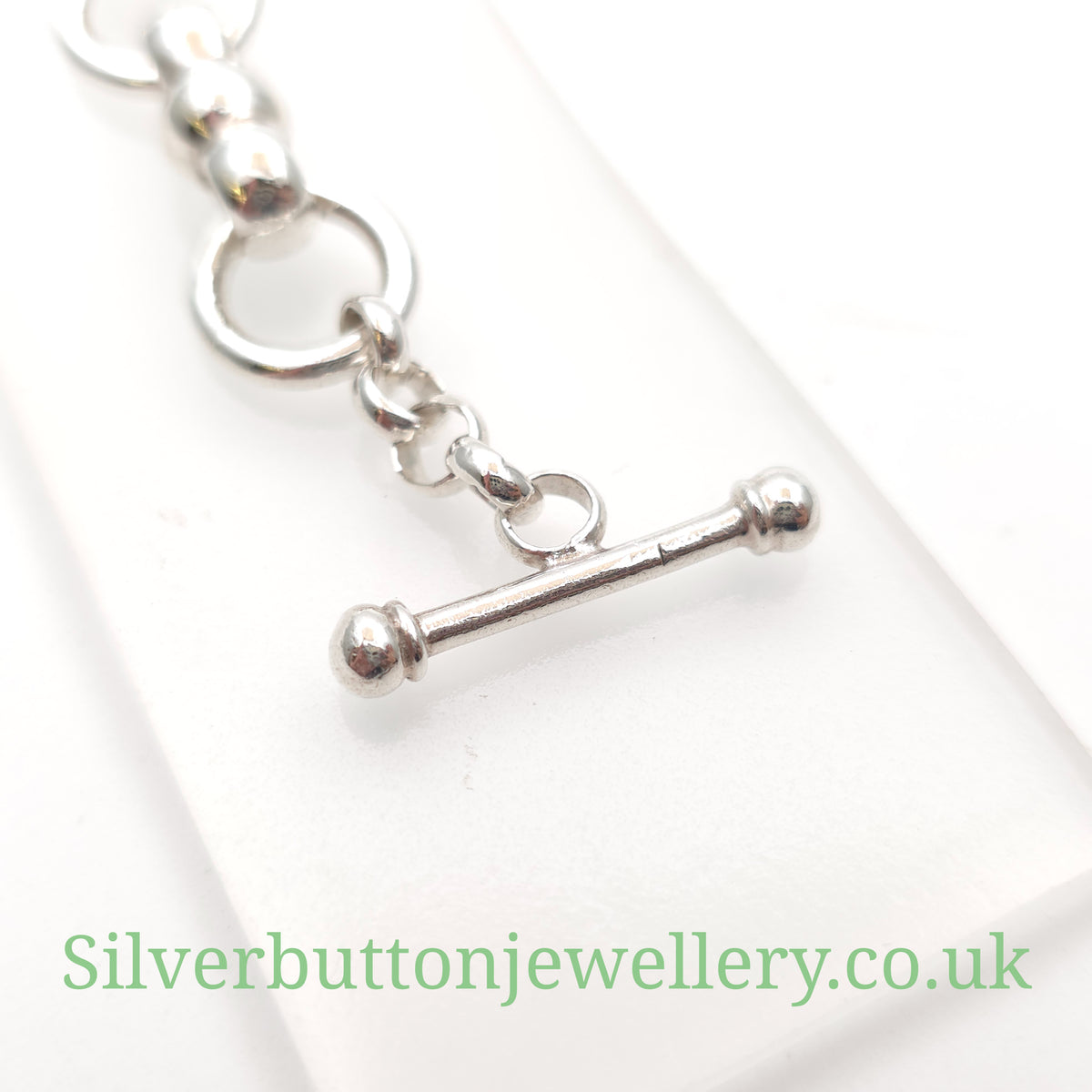 Sterling Silver Chunky Unique Link T-Bar Closure Bracelet