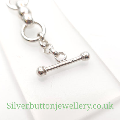 Sterling Silver Chunky Unique Link T-Bar Closure Bracelet