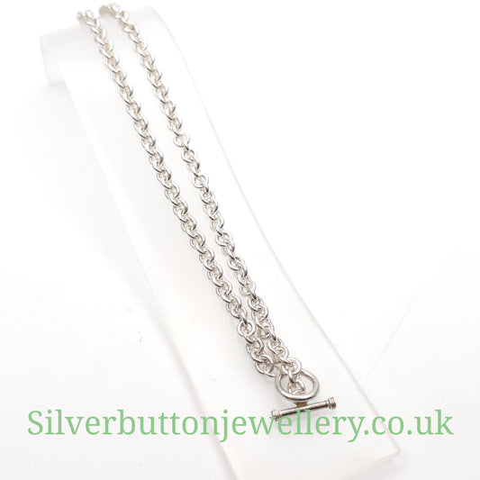 Sterling Silver Chunky Belcher Chain With T-Bar Closure 16"