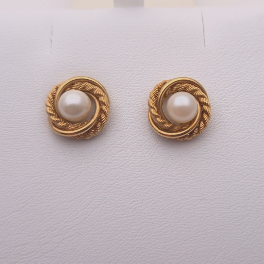 9ct yellow gold Pearl Swirl Stud Earrings