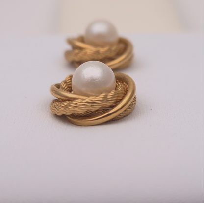 9ct yellow gold Pearl Swirl Stud Earrings