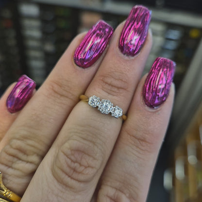 18ct and Platinum Illusion Set Diamond Three Stone Ring