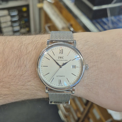 Gents 2013 IWC Schaffhausen 40mm Portofino Chrome Stainless Steel Watch